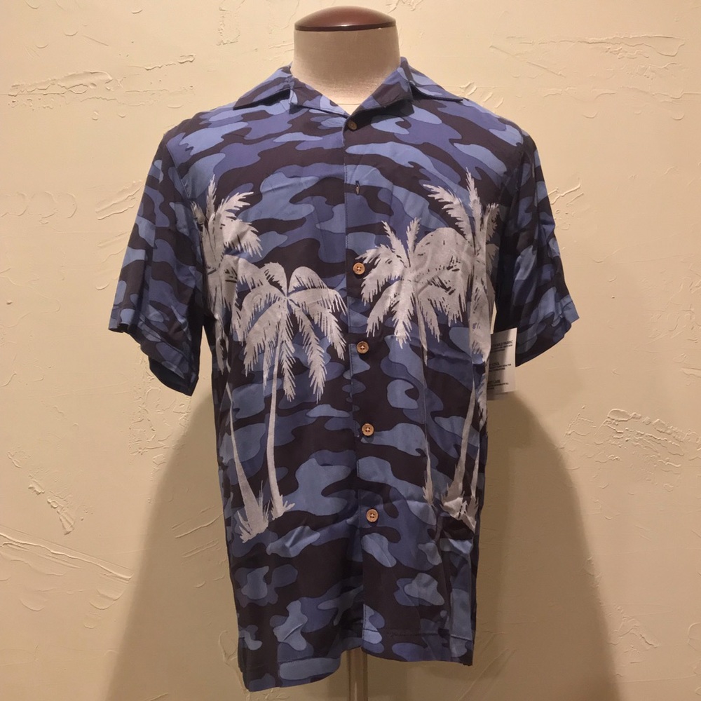 NWT Trunks Blue Camo Palm Tree Print Mens Medium
